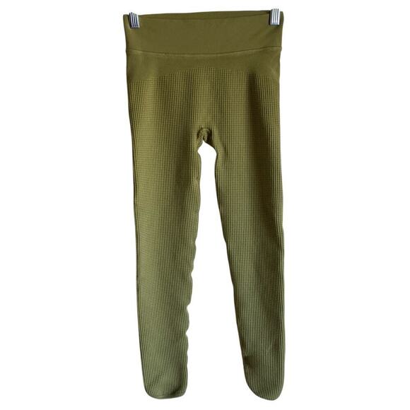 Gymshark Sz S Pause Seamless Leggings Griffin Green Waffle Knit Stretchy Firm - Picture 4 of 16